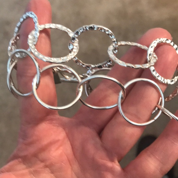 Double Strand Circle Bracelet Silver Tone - Picture 4 of 6